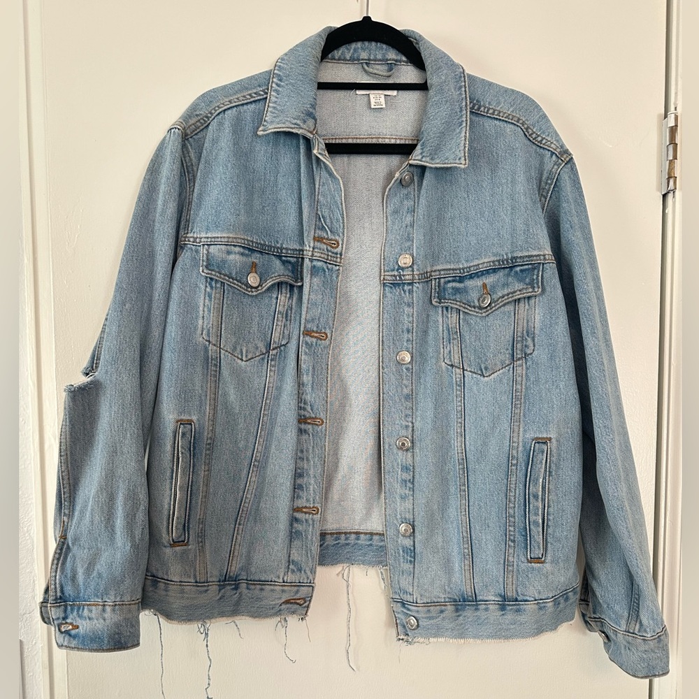 Topshop Distressed Denim Jacket